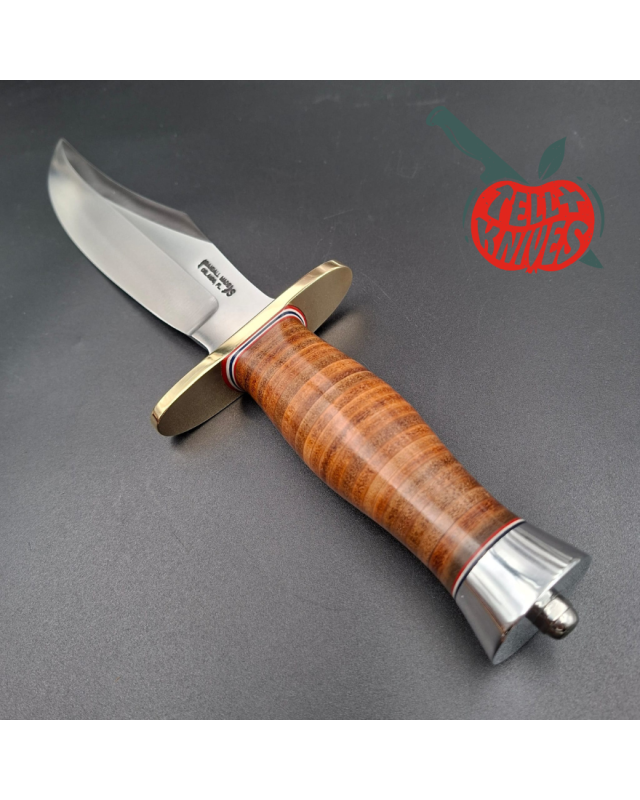Randall Made Knives Model 12 - 8 Big Bear forged stainless steel stacked leather handle brass guard Duralumin pommel bro