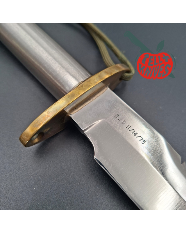 Randall Made Knives Vietnam Era Model 18 7.5 forged stainless steel tubular handle brass guard brown leather sheath