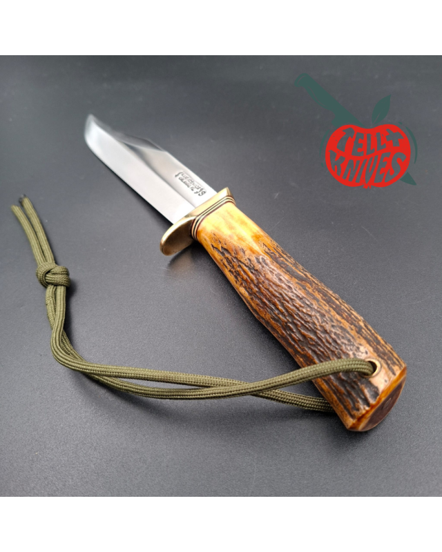 Randall Made Knives Vintage 80ies Model 12 - 6 Sportsman Bowie forged stainless steel stag handle brass guard