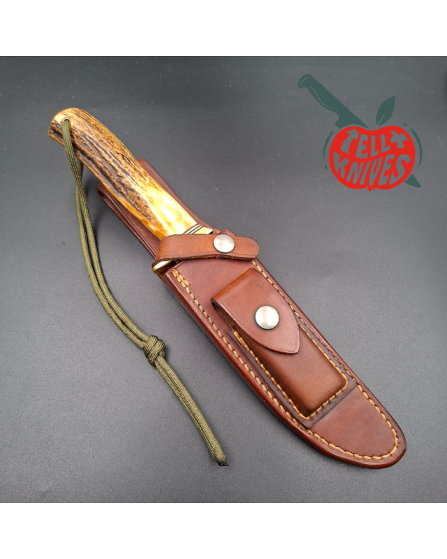 Randall Made Knives Vintage 80ies Model 12 - 6 Sportsman Bowie forged stainless steel stag handle brass guard