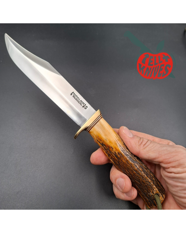 Randall Made Knives Vintage 80ies Model 12 - 6 Sportsman Bowie forged stainless steel stag handle brass guard