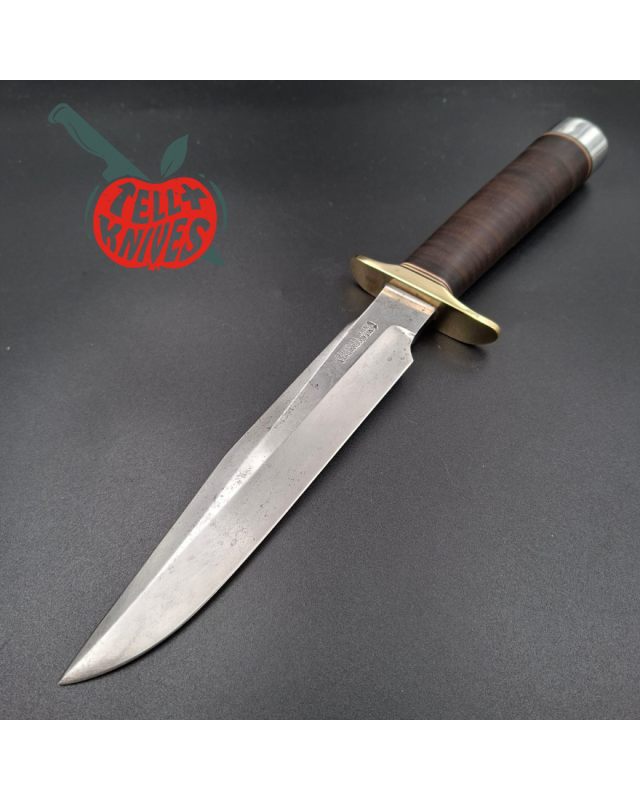 Randall Made Knives Vintage 80ies Model 1-7 forged carbon steel stacked leather handle brown leather sheath