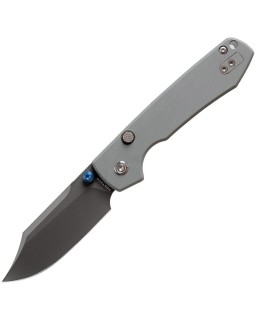 Vosteed Raccoon Top 14C28N Sandvik steel Destroyer Gray Finish Clip Point Blade Gray G10 handle button lock