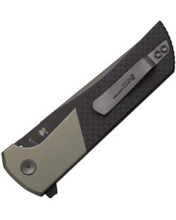 North Mountain Blade Chop2 SAN MAI Tanto SLD-Magic Steel Black finish blade Button Lock green aluminium bolsters CF hand