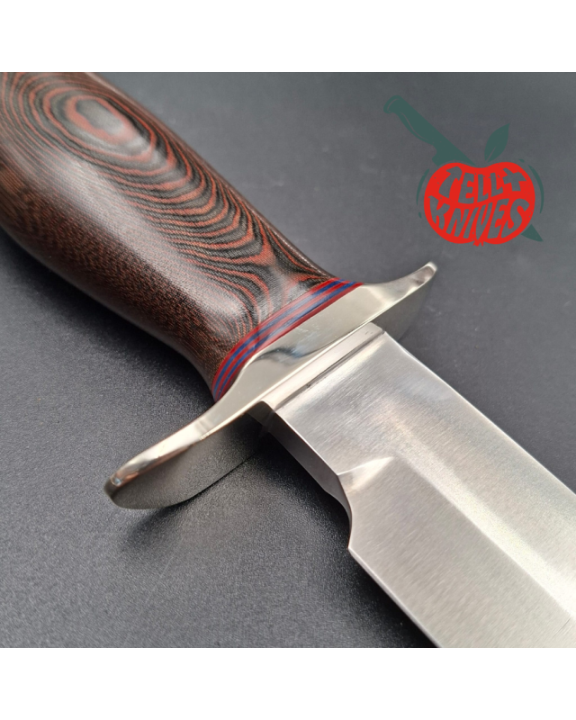 Randall Made Knives Model 15 5.5 Airman forged stainless steel black and red micarta handle nickel silver guard