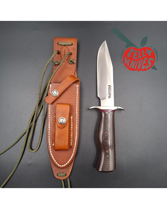 Randall Made Knives Model 15 5.5 Airman forged stainless steel black and red micarta handle nickel silver guard