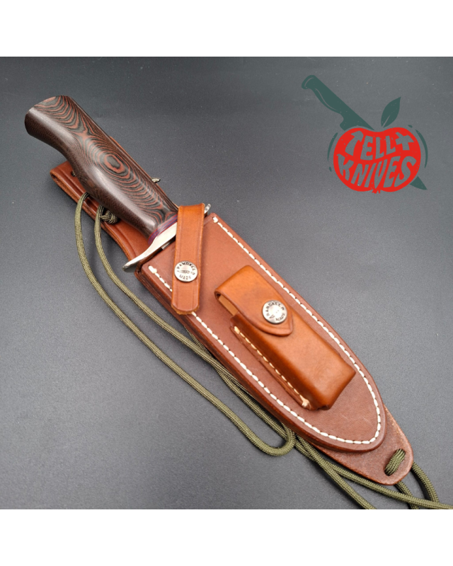 Randall Made Knives Model 15 5.5 Airman forged stainless steel black and red micarta handle nickel silver guard