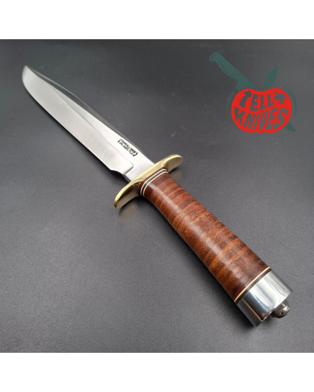 Randall Made Knives Vietnam Era Model 1-8 forged carbon steel stacked leather brown leather sheath with stone
