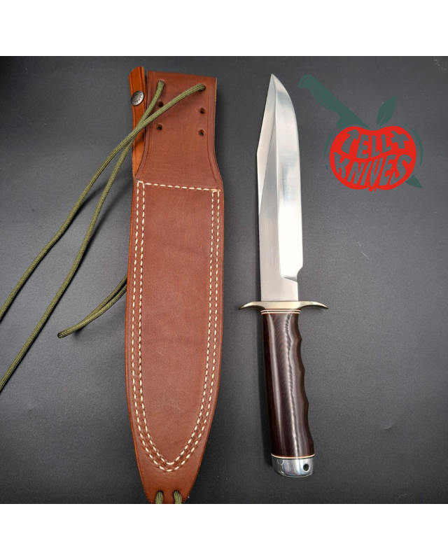 Randall Made Knives Model 14 - 7.5 forged carbon steel blade Nickel Silver guard and pommel black micarta handle brown l