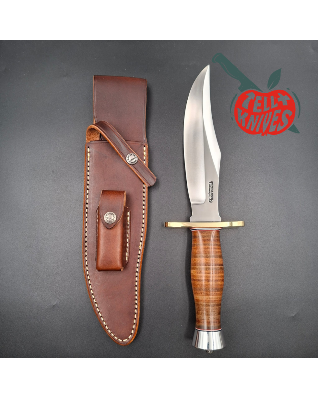 Randall Made Knives Model 12 - 8 Big Bear forged stainless steel stacked leather handle brass guard Duralumin pommel bro
