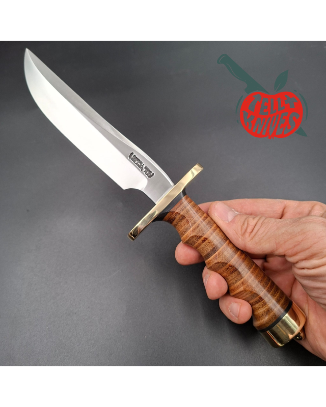 Randall Made Knives Model 3-6 Recon forged carbon steel brass guard stacked leather handle brown leather sheath