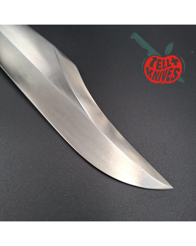 Randall Made Knives Model 12-11 Confederate Bowie forged carbon steel stacked leather handle brass guard Duralumin pomme