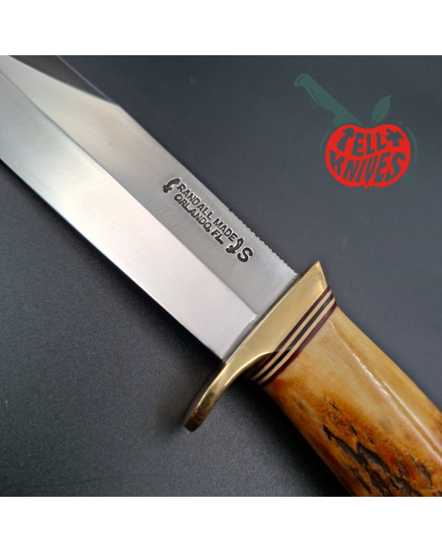 Randall Made Knives Vintage 80ies Model 12 - 6 Sportsman Bowie forged stainless steel stag handle brass guard