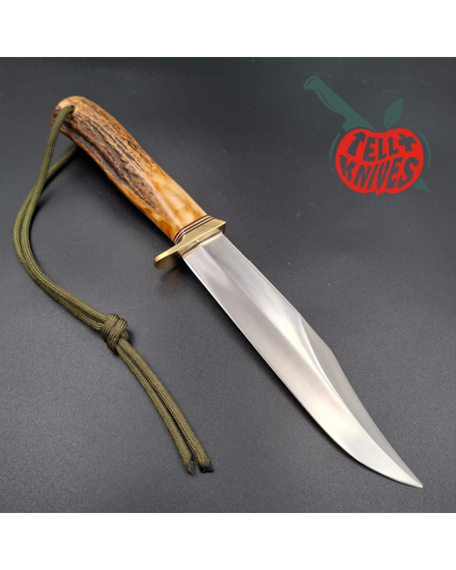 Randall Made Knives Vintage 80ies Model 12 - 6 Sportsman Bowie forged stainless steel stag handle brass guard