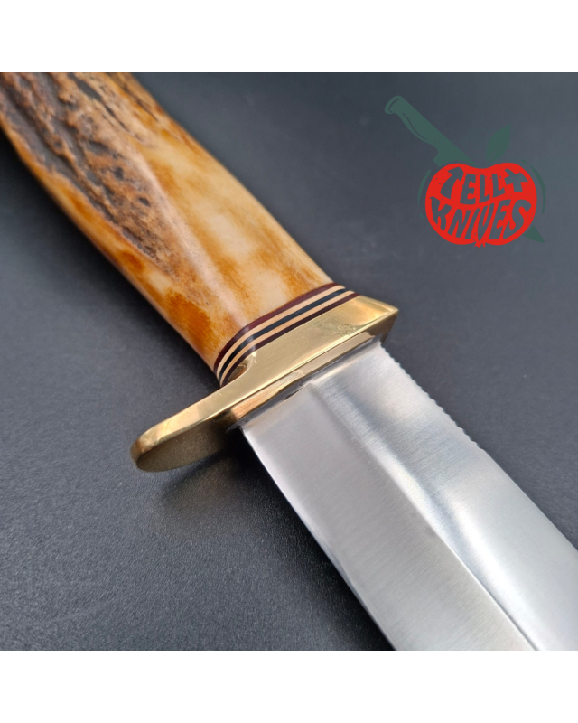 Randall Made Knives Vintage 80ies Model 12 - 6 Sportsman Bowie forged stainless steel stag handle brass guard