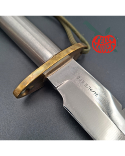 Randall Made Knives Vietnam Era Model 18 7.5 forged stainless steel tubular handle brass guard brown leather sheath