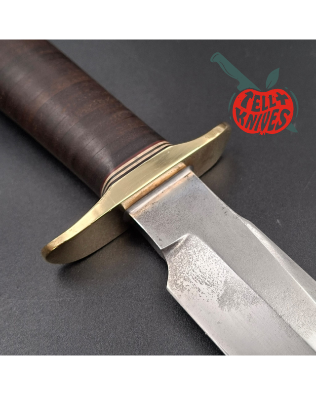 Randall Made Knives Vintage 80ies Model 1-7 forged carbon steel stacked leather handle brown leather sheath