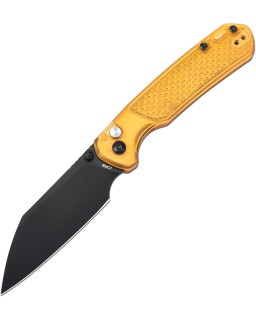 CJRB Large Pyrite Folding Knife  AR-RPM9 Steel Amber FRN Handle