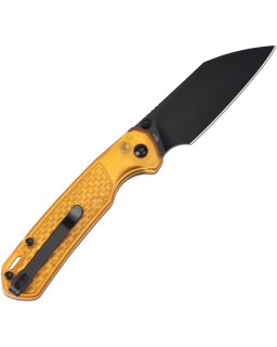 CJRB Large Pyrite Folding Knife  AR-RPM9 Steel Amber FRN Handle