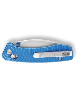 Trivisa Koala folding knife N690 stainless steel blade satin finish Crossbar Lock blue aluminium handle