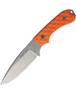 BRADFORD Guardian 3.2 fixed blade full tang AEB-L steel stonewash finish Orange G10 handle brown leather sheath