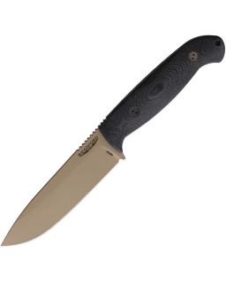 BRADFORD Guardian 5.5 fixed blade full tang N690 steel coyote Cerakote blade finish black micarta handle brown leather s