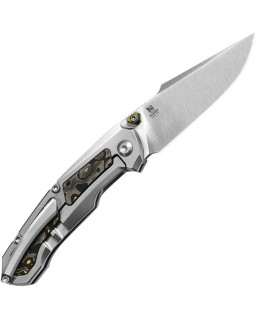 KIZER Cutlery Feweed Z-Wear PM stainless steel gray Titanium handle Framelock Gold Camo Carbon Fiber Inlay