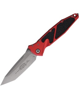Microtech Socom Elite Tanto Linerlock M390 steel apocalyptic finish red aluminium handle