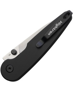 HIGHTRON Birdidi folding knife D2 steel satin finish blade Black aluminium handle Button Lock