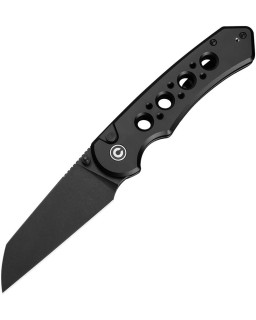 Civivi Pragma Prime folding knife 14C28N steel blackwash finish blade Button Lock Black Aluminium Handle Flipper