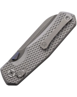 KUNWU Knives Chad PM60 steel stonewash finish Crossbar Lock Titanium handle