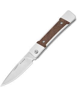 Kizer Cutlery Little Grand Slip Joint Nitro-V steel satin finish blade SIlver aluminium with Mkuruti wood handle
