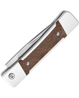 Kizer Cutlery Little Grand Slip Joint Nitro-V steel satin finish blade SIlver aluminium with Mkuruti wood handle