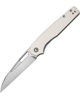 Civivi Guile 14C28N steel satin finish wharncliffe blade Ivory G10 handle front flipper