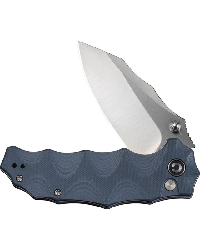 Civivi Natterjack 14C28N steel satin finish blade sculpted Blue G10 handle flipper button lock