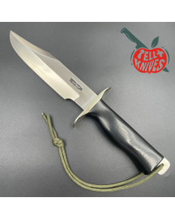 Randall Buxton Fighter Full Tang Stainless steel nickel silver hilt black micarta handle brown leather sheath