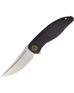 Petrified Fish Simum Linerlock K110 steel satin finish blade Black Micarta handle flipper
