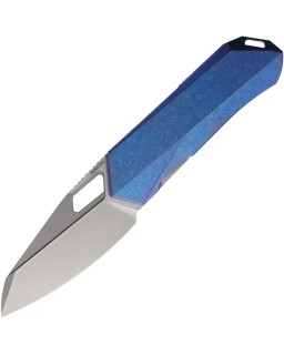 Remette Woodpecker M390 stainless steel bead blast finish blade Blue Titanium Handle Framelock