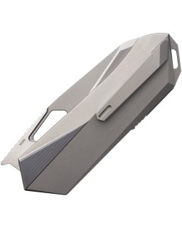 Remette Woodpecker M390 stainless steel bead blast finish blade Grey Titanium Handle Framelock