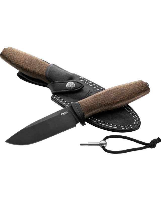 Lionsteel ACHA Fixed Blade M390 Steel PVC Coated Natural Micarta Handle AHBBLN