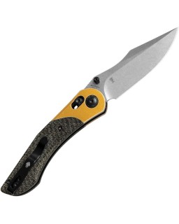 Kizer Cutlery Mini Mystic folding knife Nitro-V stainless steel stonewash finish Clutch Lock black burlap micarta handle