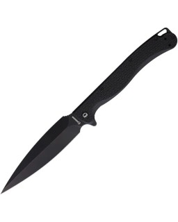Daggerr Knives Vendetta Linerlock 8Cr14MoV stainless steel dagger blade blackwash finish Black FRN handle
