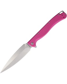 Daggerr Knives Vendetta Linerlock 8Cr14MoV stainless steel dagger blade stonewash finish Pink FRN handle