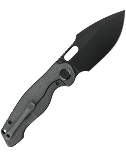 KUNWU Knives Gringo folding knife S390 steel black DLC coated blade Framelock Grey textured titanium handle