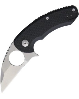 Brous Blades SSF Silent Soldier Linerlock D2 tool steel stonewash finish Wharncliffe blade Black polymer handle Finger r