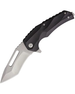 Brous Blades Reloader Linerlock D2 tool steel stonewash finish Tanto blade Black polymer handle Flipper