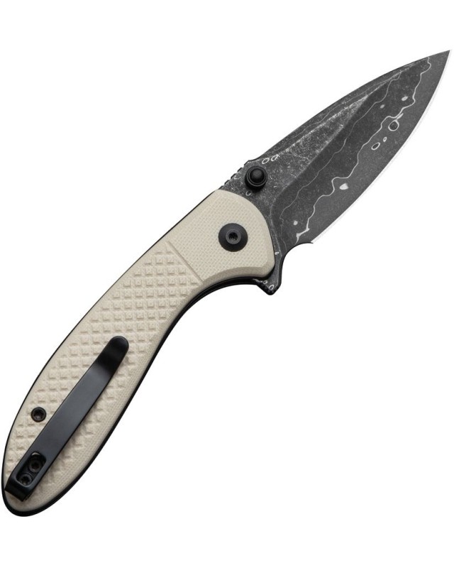 CIVIVI Faeger folding knife 14C28N steel damascus stee blade Button Lock Ivory G10 Handle Flipper