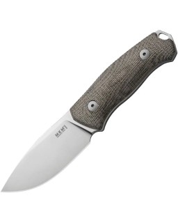 MKM Small LOV fixed blade full tang Bohler M390 stainless steel satin finish blade green micarta handle black leather sh