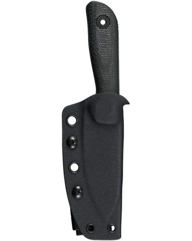 Kunwu Knives Stiffy P Fixed Blade Vanadis 8 steel black DLC finish Black canva micarta handle black kydex sheath