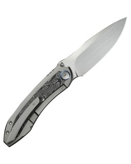 WeKnife Winsome Nested M390 stainless steel satin finish blade Framelock Grey Titanium Handle Aluminum Foil Carbon Fiber